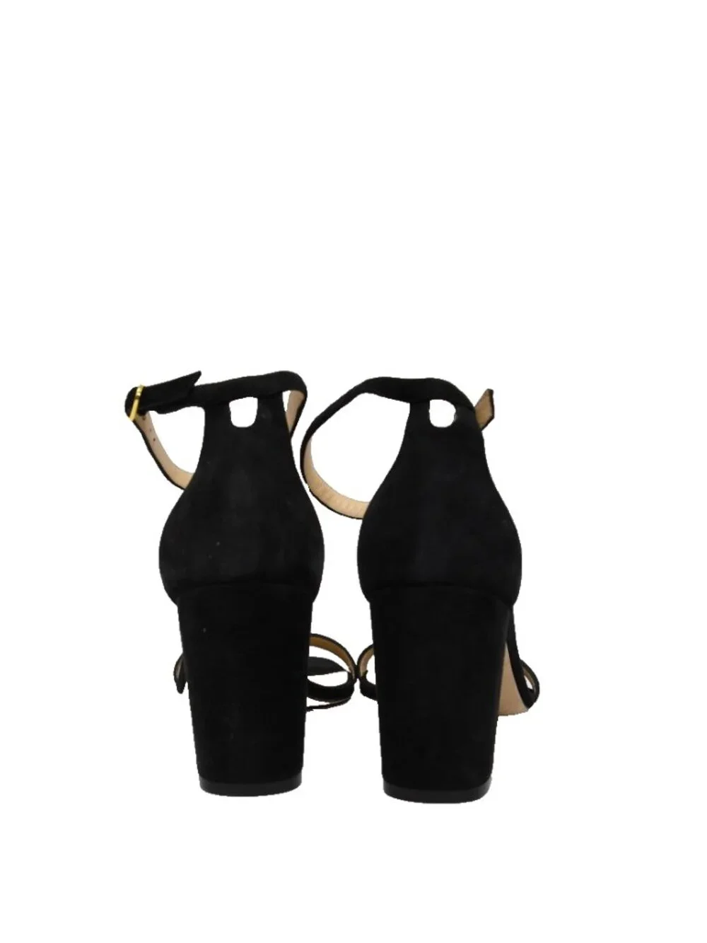 $490 Stuart Weitzman Nudistcurve 75 Block Heel Sandal BLACK SUEDE 9.5 US (TF16)